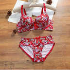 Floral Padded Push up 2 piece Bra Panty Set