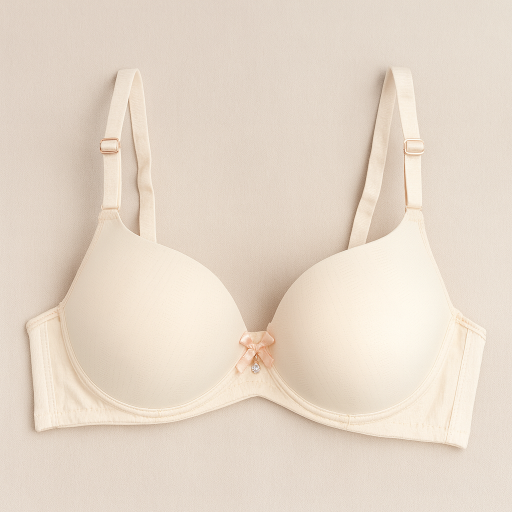 Bow Pendant Elegant Soft & Smooth Dotted Textured Padded Bra