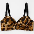 Cheetah Print Handshaped Double Padded Push up Half Cup Bra