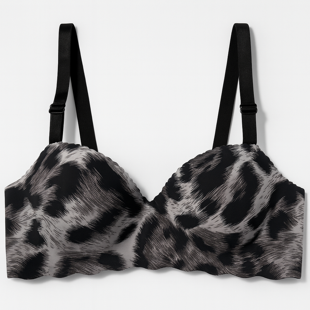 Cheetah Print Handshaped Double Padded Push up Half Cup Bra
