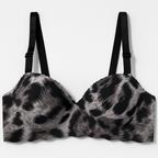 Cheetah Print Handshaped Double Padded Push up Half Cup Bra