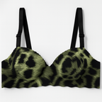 Cheetah Print Handshaped Double Padded Push up Half Cup Bra