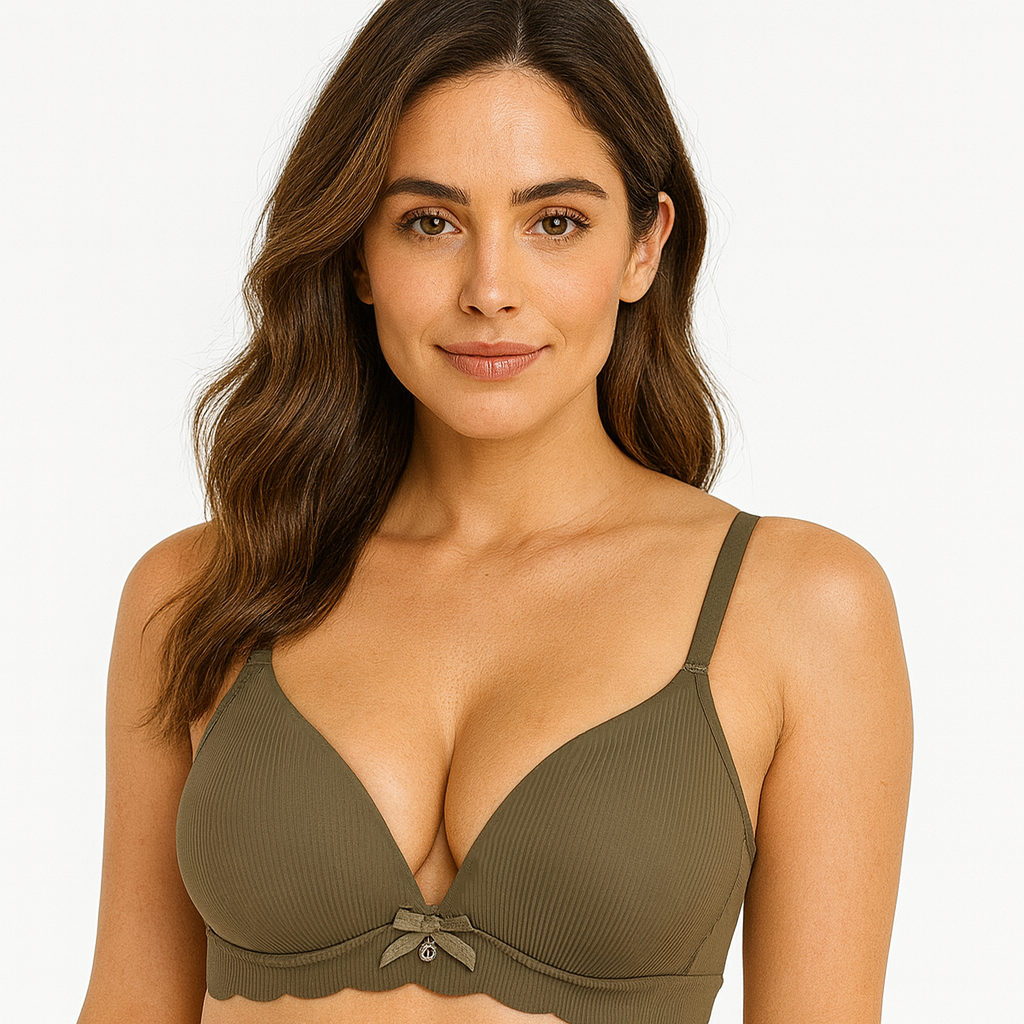 Bow Pendant Elegant Soft & Smooth Line Textured Padded Bra