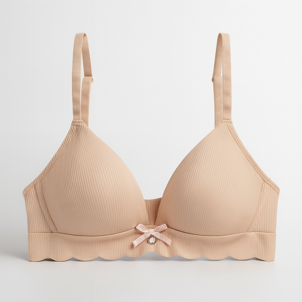 Bow Pendant Elegant Soft & Smooth Line Textured Padded Bra