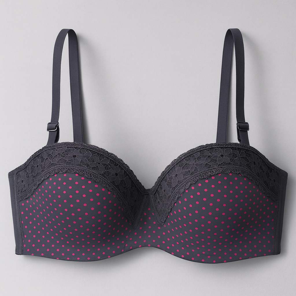 Polka Dots Laced padded Push up Bra
