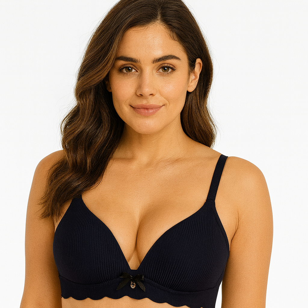 Bow Pendant Elegant Soft & Smooth Line Textured Padded Bra