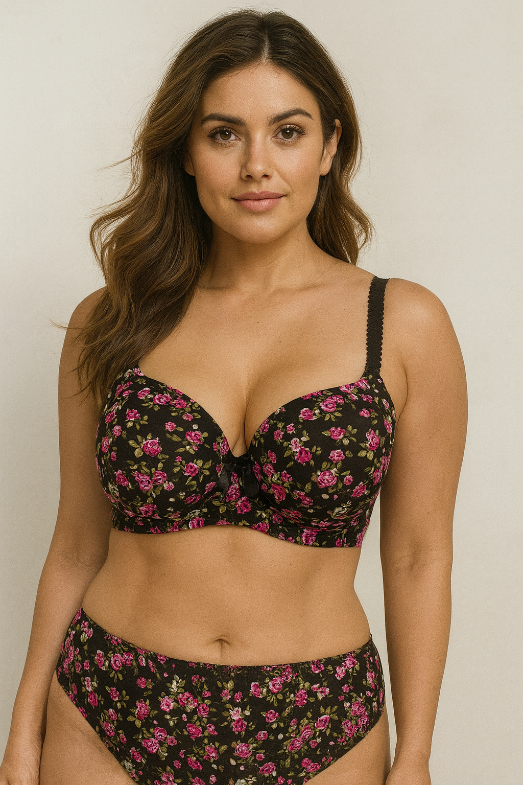 Floral Padded Push up 2 piece Bra Panty Set