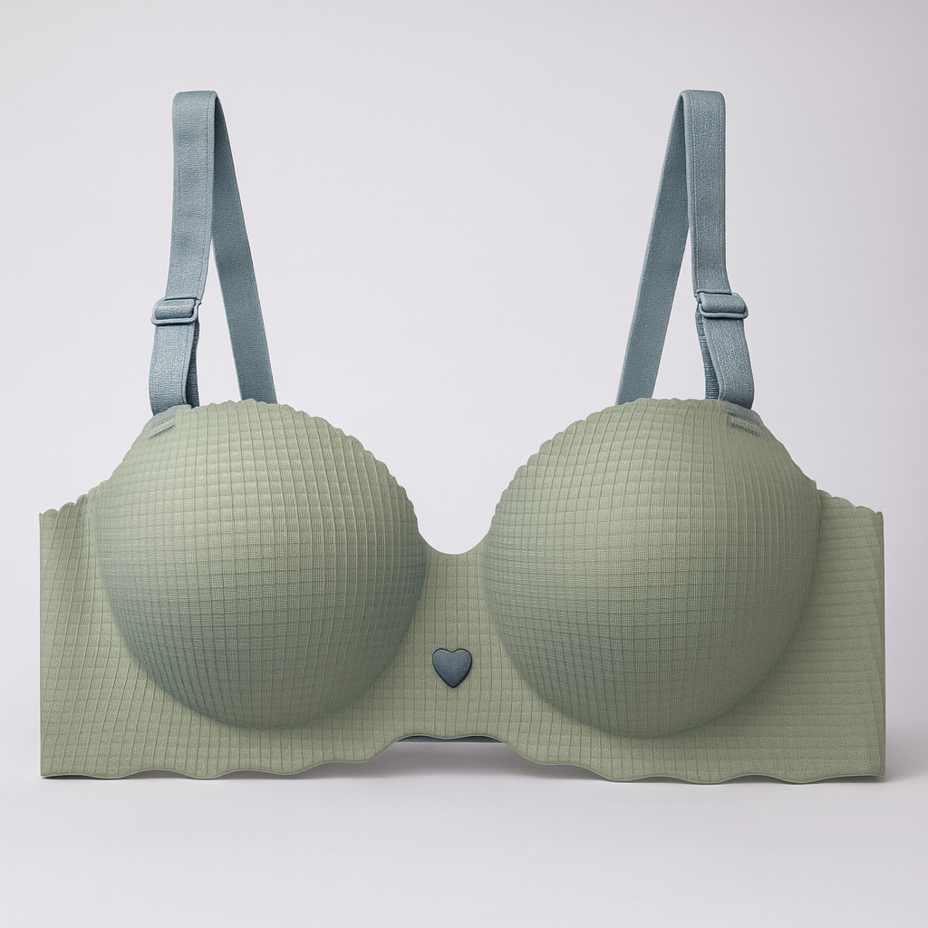 Seamless Handshaped Check Textured Double Padded 3/4 Cup