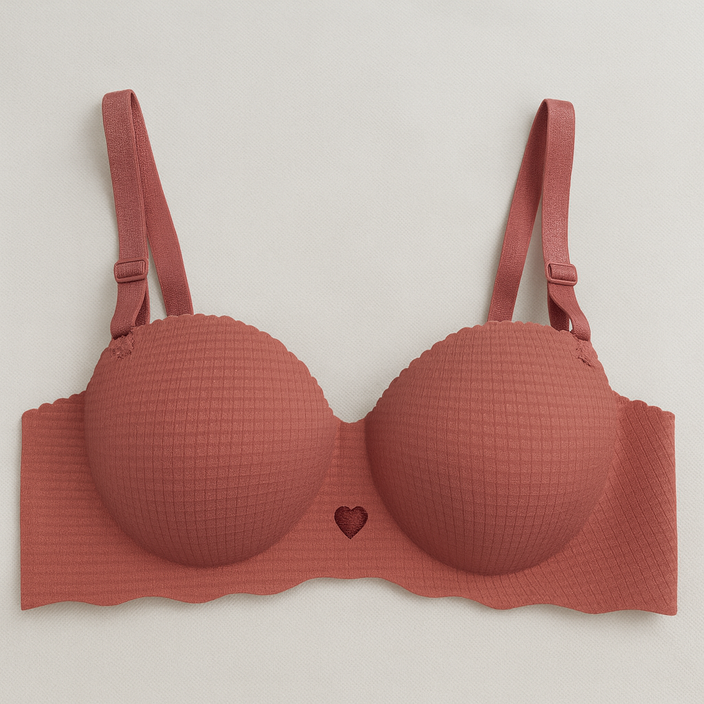 Seamless Handshaped Check Textured Double Padded 3/4 Cup