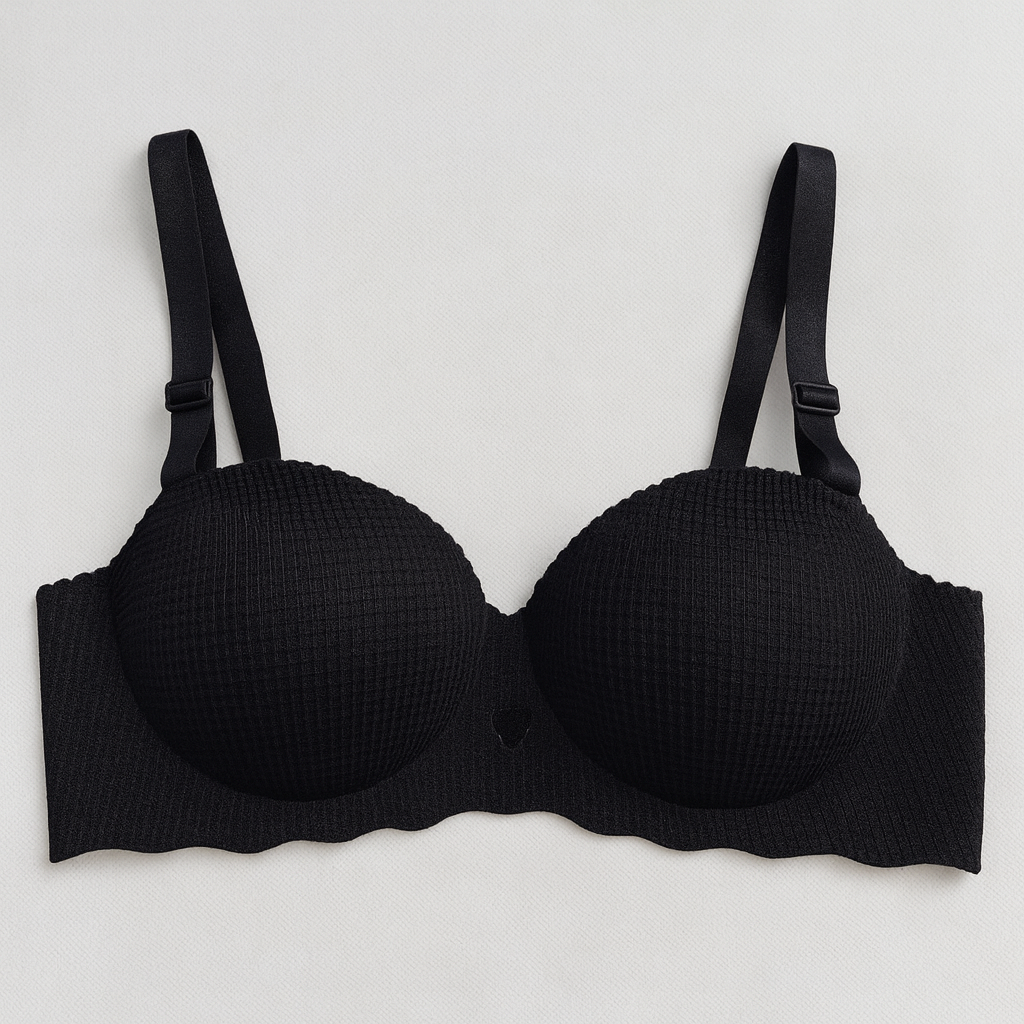 Seamless Handshaped Check Textured Double Padded 3/4 Cup