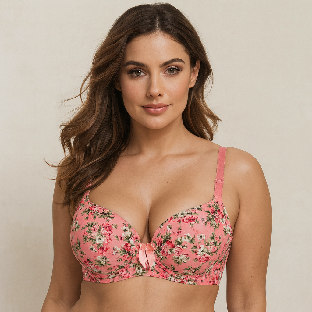 Floral Padded Push up 2 piece Bra Panty Set