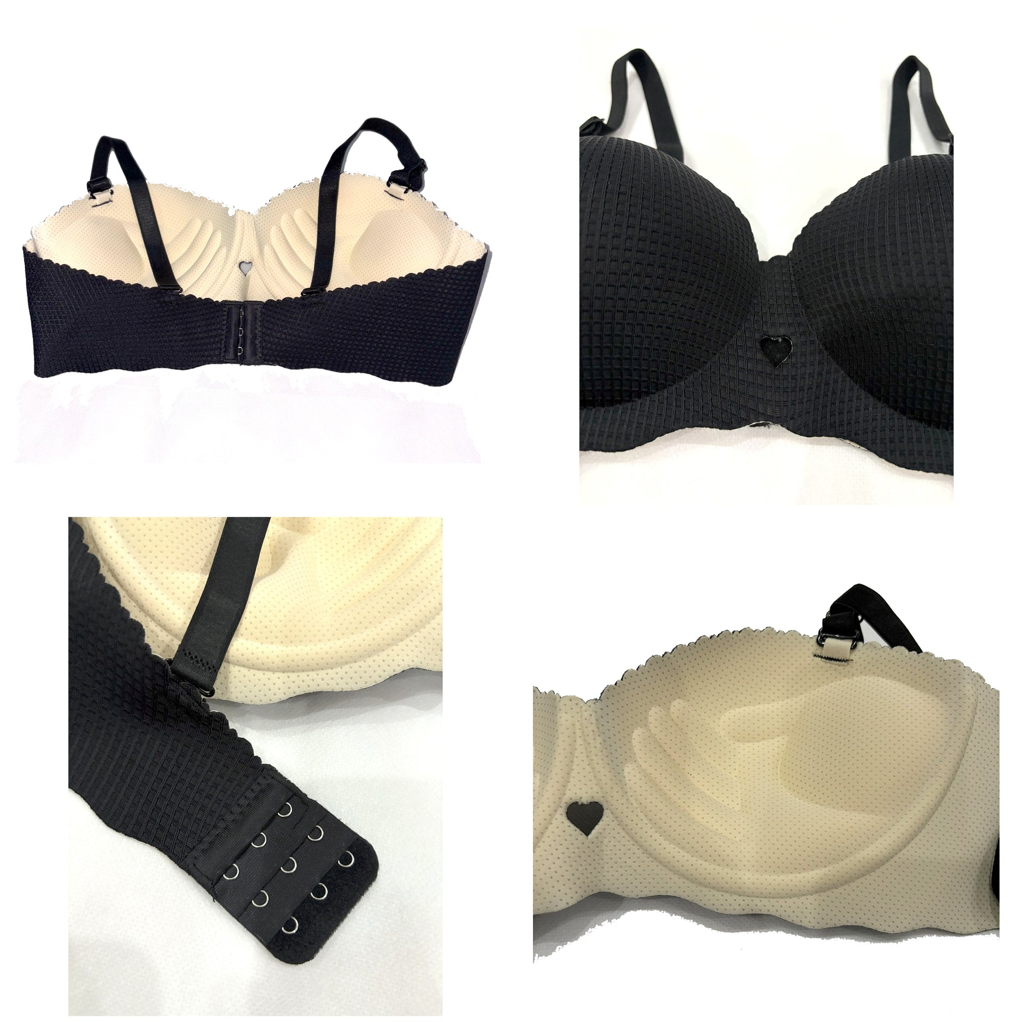 Seamless Handshaped Check Textured Double Padded 3/4 Cup