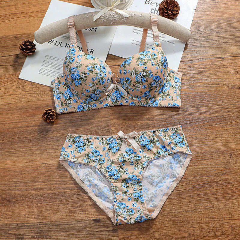 Floral Padded Push up 2 piece Bra Panty Set