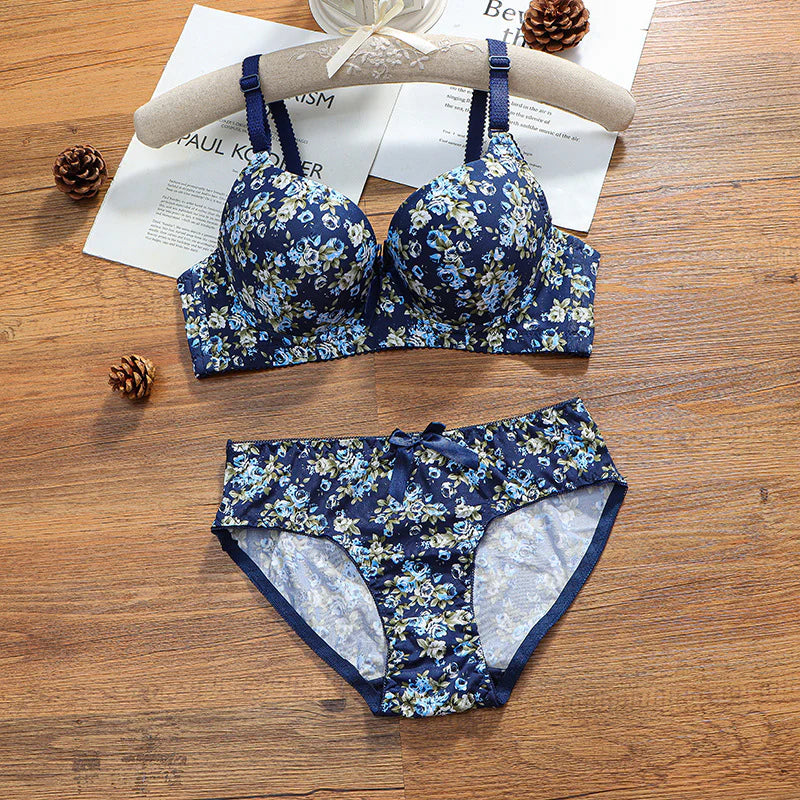 Floral Padded Push up 2 piece Bra Panty Set
