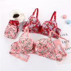 Floral Padded Push up 2 piece Bra Panty Set